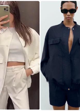 Невловимий лляний бомбер/піджак/куртка zara з лімітованої колекції.
