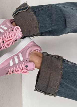 Женские замшевые кроссовки adidas campus bad bunny pink/white5 фото
