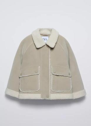 Куртка двусторонняя хаки дубленка на девочку zara new