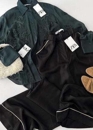 Шелковые брюки zara limited edition 100% натуральный шелк