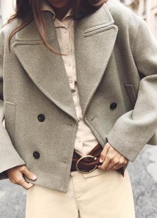 Двубортное короткое пальто женское zara new
