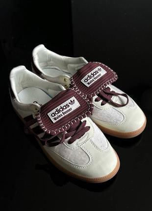 Женские кроссовки adidas samba wales bonner white bordo адидас самба волес бонер