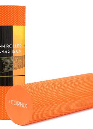 Массажный ролик cornix eva+ 45 x 15 см (валик, роллер) xr-0302 orange