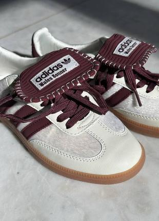 Женские кроссовки adidas samba wales bonner white bordo адидас самба волес бонер2 фото