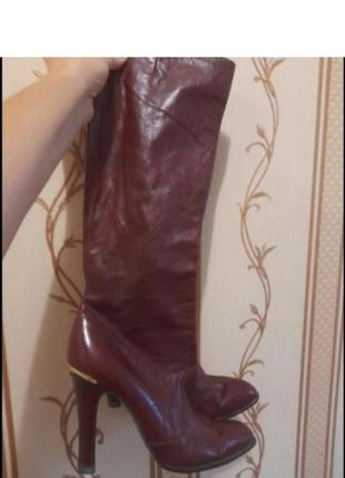 Сапоги винтаж elasthomore. нат кожа. р.38. высокие