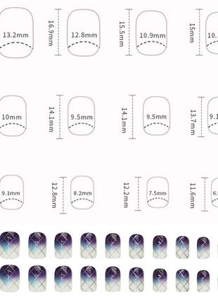 Накладні нігті 24 шт. квадрат для манікюру + 24 клейових стиків для типс5 фото