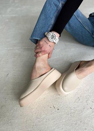 Шкіряні жіночі туфлі сабо мюлі на високій підошві з натуральної шкіри3 фото