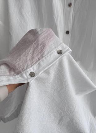 Удлиненная хлопковая белая рубашка свободного фасона5 фото