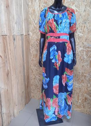 Женская летнее платье длинные цветочный принт2 фото