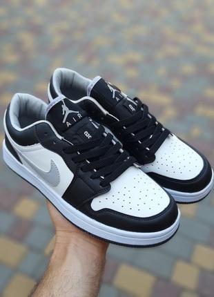 Nike air jordan 1 low низкие белые с черным серая кома3 фото