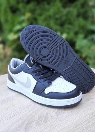 Nike air jordan 1 low низкие белые с черным серая кома8 фото