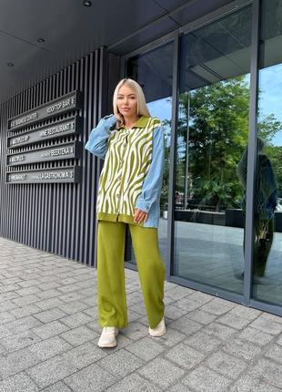 Женский трикотажный брючный вязаный костюм двойка, прогулочный,женский трикотажный брючный костюм двойка тёплый вязаный4 фото