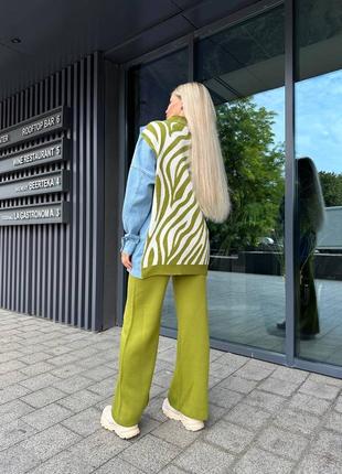 Женский трикотажный брючный вязаный костюм двойка, прогулочный,женский трикотажный брючный костюм двойка тёплый вязаный5 фото