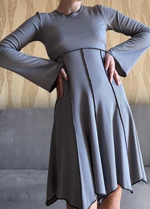 Платье с контрастными швами гранж y2k