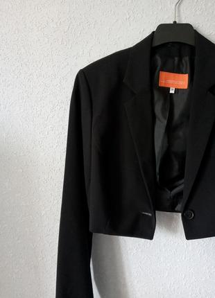 Пиджак кроп жакет укороченный черный3 фото