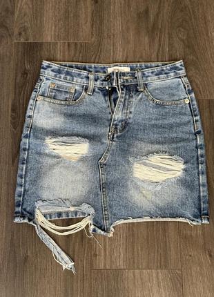 Стильная джинсовая юбка xs/s2 фото