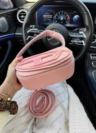 Женская сумка diesel бежевая / коричневая / розовая / черная8 фото