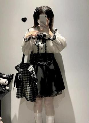 Блуза черная, белая в стиле лолита6 фото