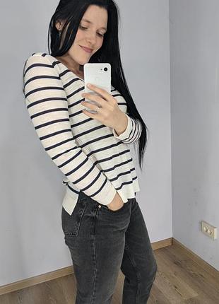 Кофта в поломку лонгслів, біло синя🌀 5