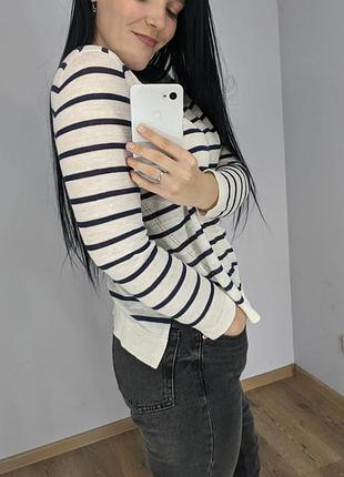 Кофта в поломку лонгслів, біло синя🌀 3