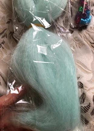 Канекалон каникалон канікалон накладные волосы для косичек дред дредов коса мятный ельза эльза