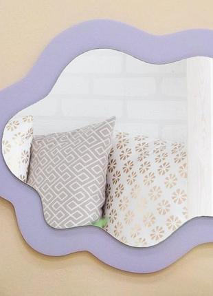 Большое розовое зеркало в форме облака, декоративное зеркало облако, оригинальное зеркало