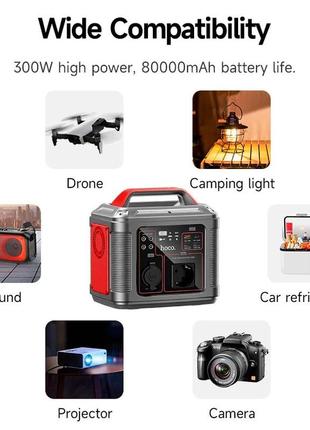 Портативная зарядная станция hoco db28 80000mah 300w 3usb/type-c/ac pd/qc