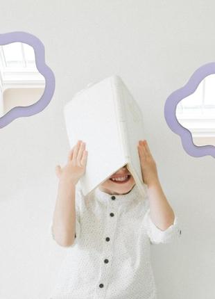 Большое розовое зеркало в форме облака, декоративное зеркало облако, оригинальное зеркало