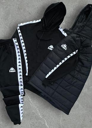 🔥чоловічий спортивний костюм kappa + жилетка чорна 🔥