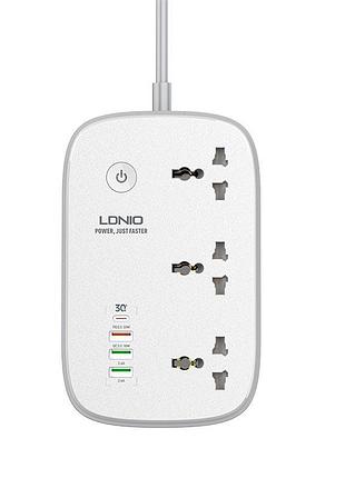 Удлинитель сетевой ldnio с wi-fi scw3451 | 3usb/1type-c, 3sockets. qc/pd, 30w/10a, 2м eu plug|