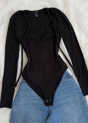 Базовый качественный боди с длинным рукавом на кнопках снизу