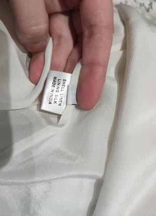 Шикарная дизайнерская юбка из не крашеного льна с шелковой подкладкой расшитая пайетками4 фото