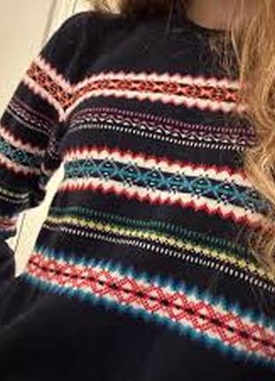 Gap фирменный теплый женский свитер джемпер гап геп с орнаментом хлопка