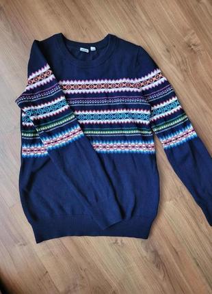 Gap фирменный теплый женский свитер джемпер гап геп с орнаментом хлопка
