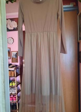 Платье с фатиновой юбкой плиссе6 фото