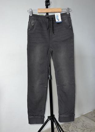 Джинсы джоггеры на резинке, на завязке черные 128