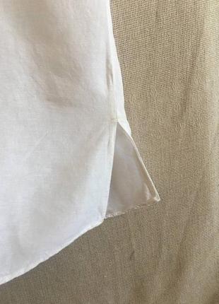 Біла лляна з віскозою і бавовною сорочка без рукавів4 фото