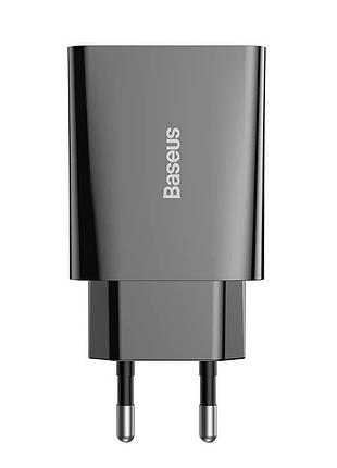 Адаптер мережевий baseus ccfs-sn02 speed mini usb type-c 20вт 3a black