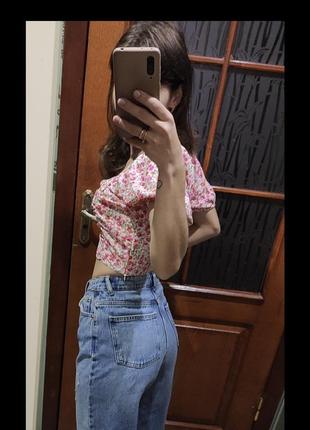 Топ кофточка в цветочек розовая хсс-с блуза
