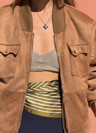 Бомбер коричневий, замшевий,оверсайз