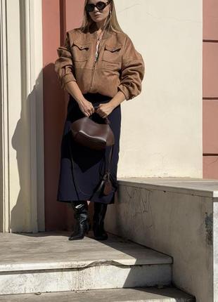 Бомбер коричневий, замшевий,оверсайз