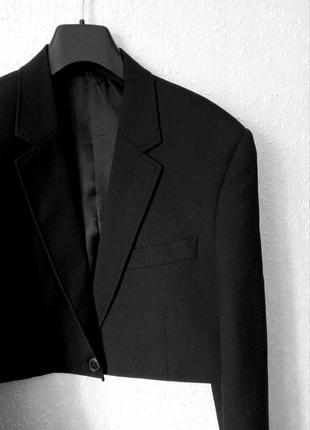 Пиджак кроп жакет укороченный черный4 фото