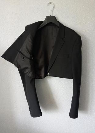 Пиджак кроп жакет укороченный черный7 фото