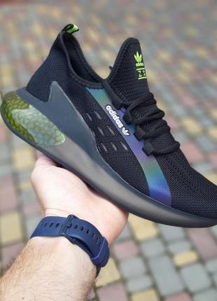 Кросівки adidas zx boost  чорні з неоном4 фото