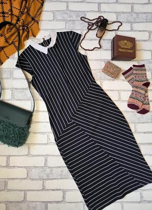 Сукня міді з комірцем у смужку офісне розмір l river island