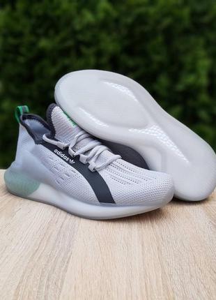 Кроссовки adidas zx boost серые с салатовым4 фото