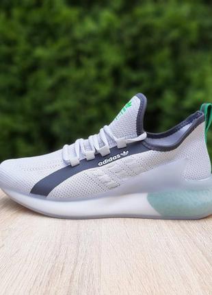 Кроссовки adidas zx boost серые с салатовым6 фото