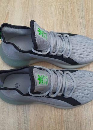 Кроссовки adidas zx boost серые с салатовым10 фото