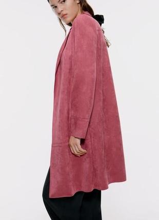 Замшевый розовый тренч плащ накидка zara под замш женский весенний малиновый пудровый