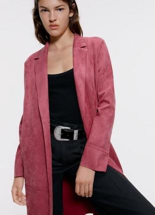 Замшевый розовый тренч плащ накидка zara под замш женский весенний малиновый пудровый